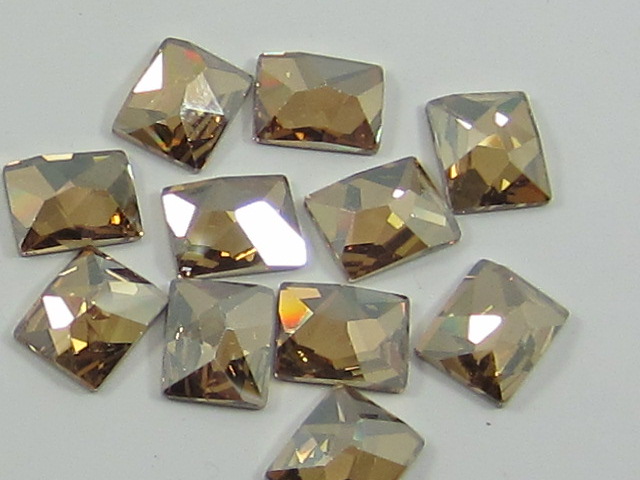 12 pcs 10x8mm RECTANGLE GOLDEN SHADOW FLATBACK European Rhinestones